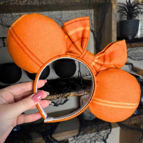 Orange Plaid Minnie Ears | Plaid Halloween Minnie Ears picture