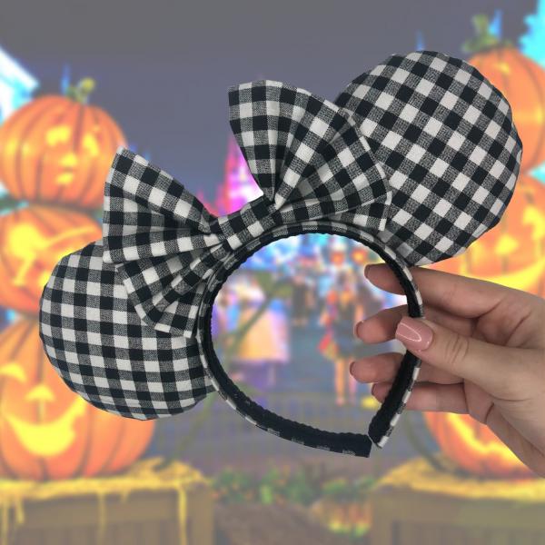 Gingham Minnie Ears | Black and White Mickey Ears picture