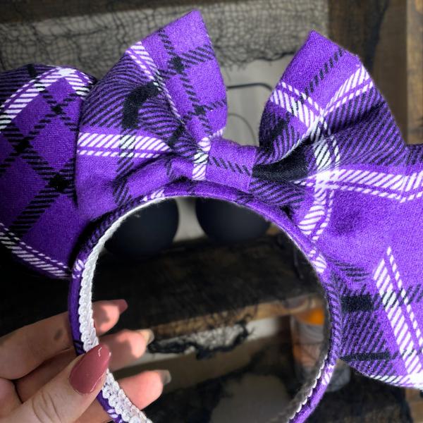 Purple Plaid Minnie Ears | Plaid Halloween Ears picture