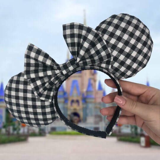 Hot Pink Gingham Minnie Mouse Ears | Gingham Minne Ears picture