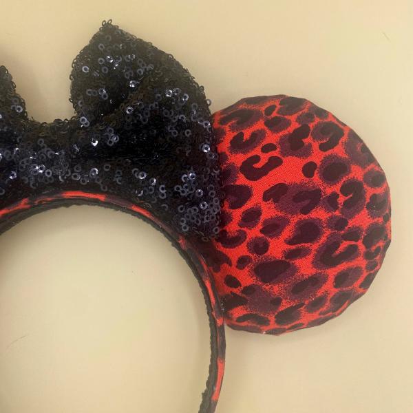 Animal Kingdom Ears | Red and Black Cheetah Ears | Animal Print Minnie Ears picture