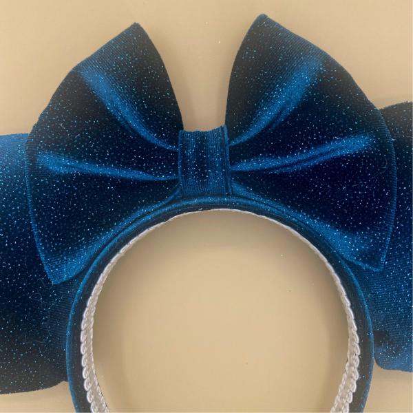 Sparkly Dark Teal Velvet Minnie Mouse Ears | Sparkly Teal Disney Ears picture