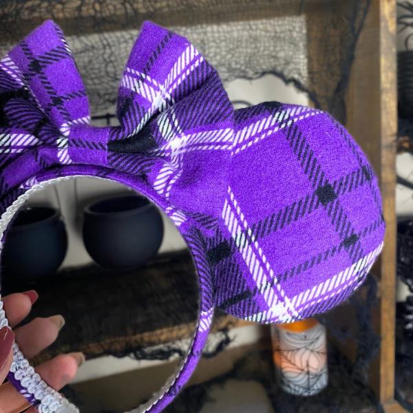 Purple Plaid Minnie Ears | Plaid Halloween Ears picture