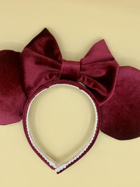 Dark Red Velvet Minnie Mouse Ears | Red Minnie Ears picture