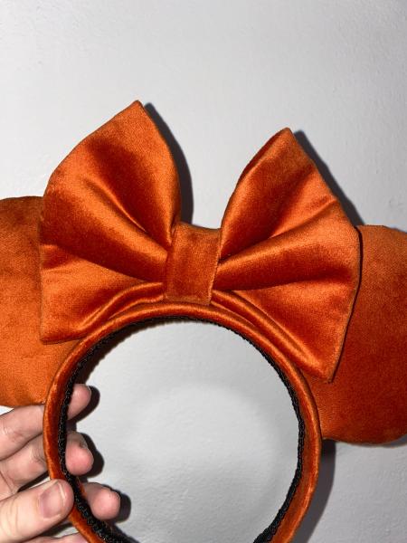 Orange Velvet Minnie Mouse Ears | Orange Disney Ears for Fall picture