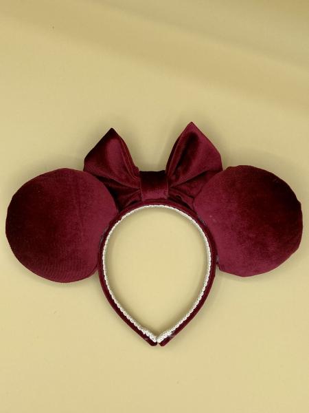 Dark Red Velvet Minnie Mouse Ears | Red Minnie Ears picture