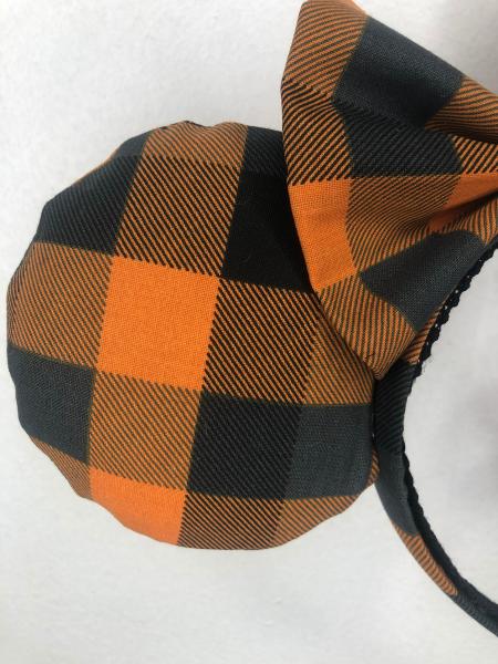 Orange and Black Plaid Minnie Mouse Ears | Halloween Minnie Ears picture