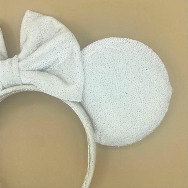 Sparkly White Velvet Minnie Mouse Ears | White Bridal Disney Ears | Minnie Ears Bride Bachelorette picture