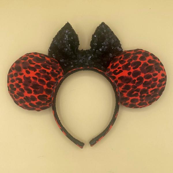 Animal Kingdom Ears | Red and Black Cheetah Ears | Animal Print Minnie Ears picture