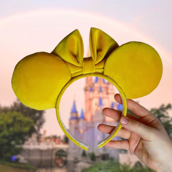 Sunny Yellow Velvet Minnie Mouse Ears | Yellow Minnie Ears picture