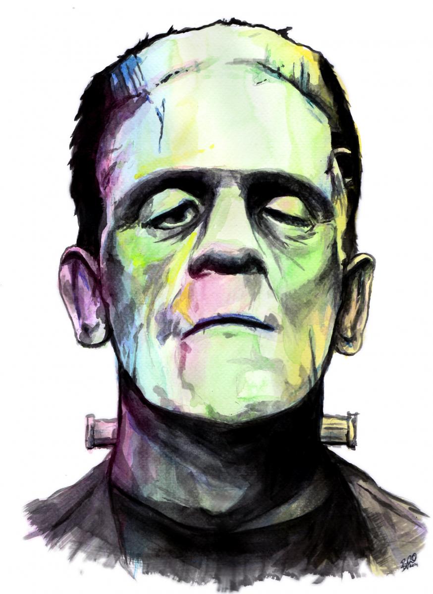 Frankenstein Portrait buy - Original Watercolour Portrait