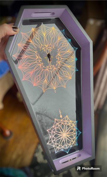 Iridescent Coffin Shaped Tray with Butterfly picture