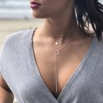 Bead Chain Lariat Necklace with Bar Drop | Gold or Silver