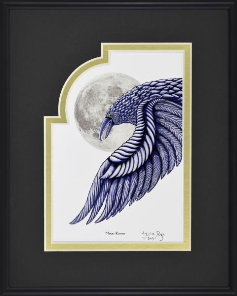 Moon Raven -Framed Digital Art Print - 8" x 10" picture