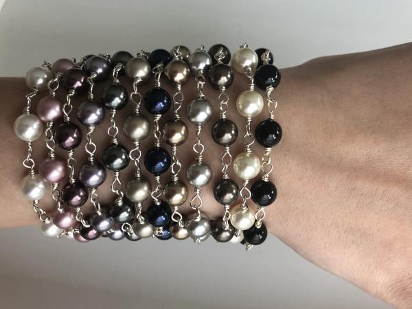 8mm Hand wrapped Swarovski pearl bracelets picture
