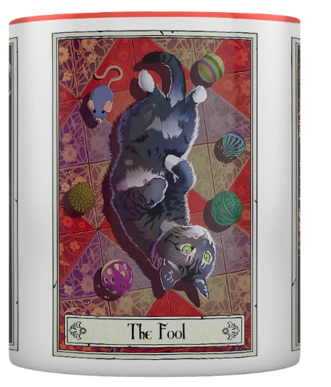 The Lovers, The Devil, The Fool Cat Tarot Mug picture