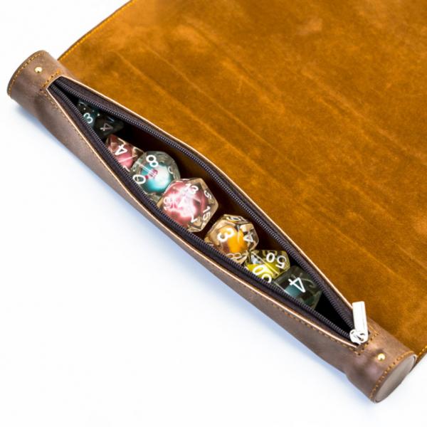 Brown Roll Up Leatherette Dice Mat picture