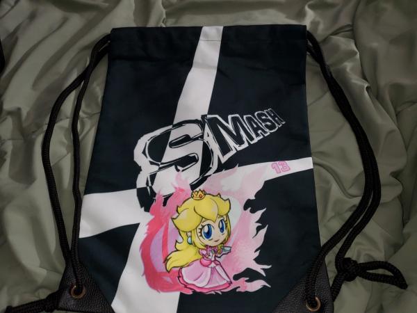Princess Peach 17" Super Smash Bros Ultimate Drawstring Backpack picture