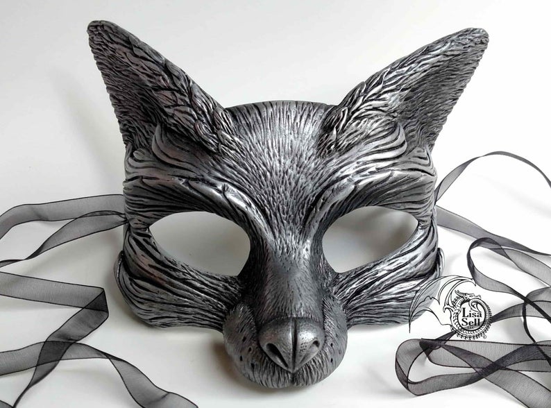 Fox Mask - Metallic Silver & Black - Eventeny