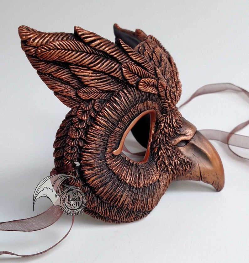 Owl Mask - Metallic Copper & Black - Eventeny