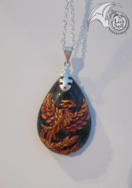 Phoenix on a Different Greens colored Stone Pendant picture