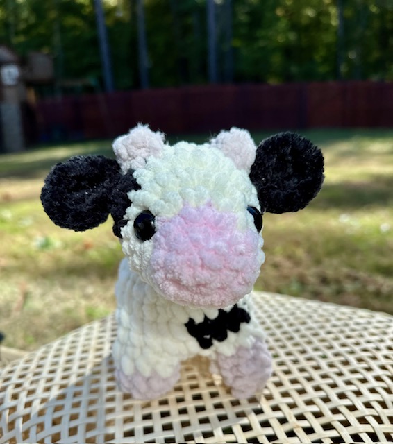 Cow Plushie - Soft and cuddly crochet cow stuffed animal for snuggling, ideal gift for animal lovers and children's birthdays. picture