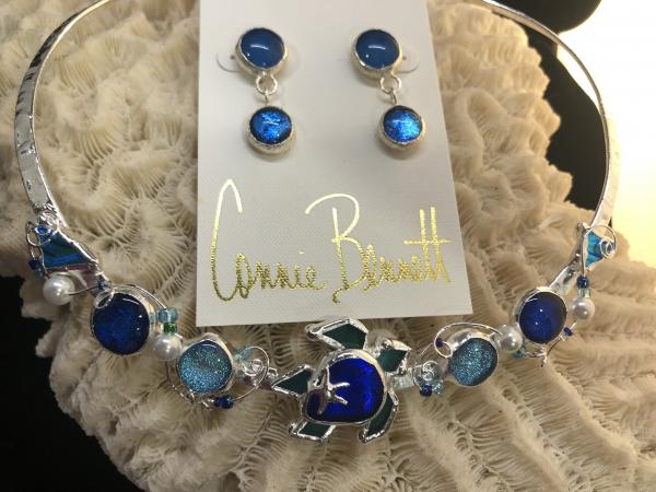 Blue Turtle Collar and Earring Set picture