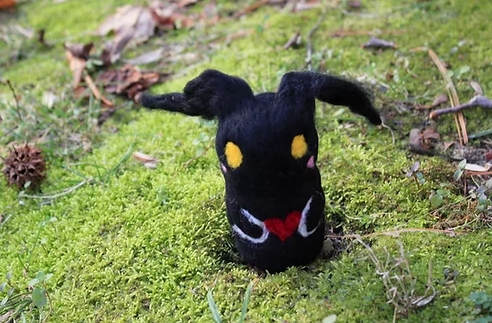 Felted Heart Less Shadow Creature sculpture picture