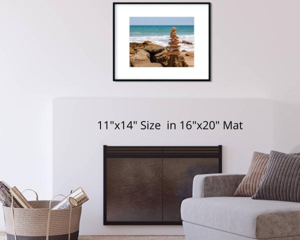 Rock Cairn at Beach Color Landscape Photograph with Balance and Harmony, Coastal Wall Hanging, Wall Artwork, Coastal Accent, Interior Design picture