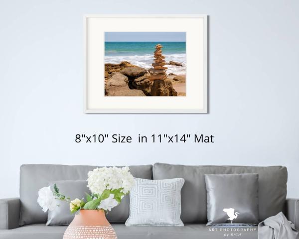 Rock Cairn at Beach Color Landscape Photograph with Balance and Harmony, Coastal Wall Hanging, Wall Artwork, Coastal Accent, Interior Design picture