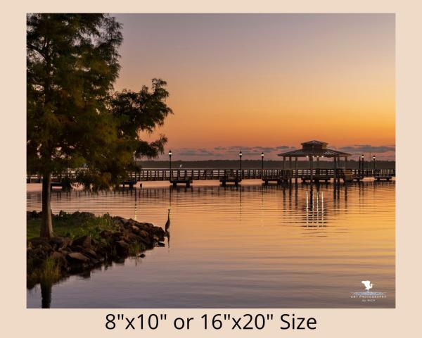 Sunrise Over Pier Fine Art Photograph, Nature Photograph, River Sunrise Wall Décor, Original Wall Art for Home/Office, Florida River Sunrise picture