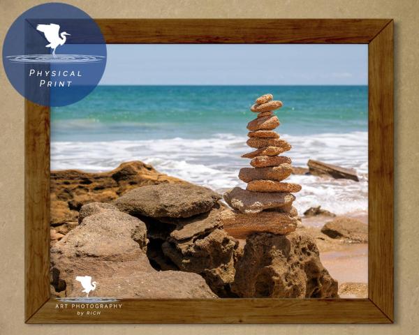 Rock Cairn at Beach Color Landscape Photograph with Balance and Harmony, Coastal Wall Hanging, Wall Artwork, Coastal Accent, Interior Design picture