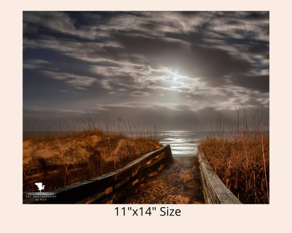 Moonlight on the Ocean Photographic Wall Art for Interior Design, Color Landscape Photograph, Wall Art for Home or Office picture