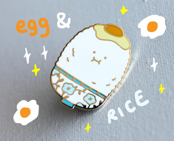 Egg and Rice Enamel Pin picture